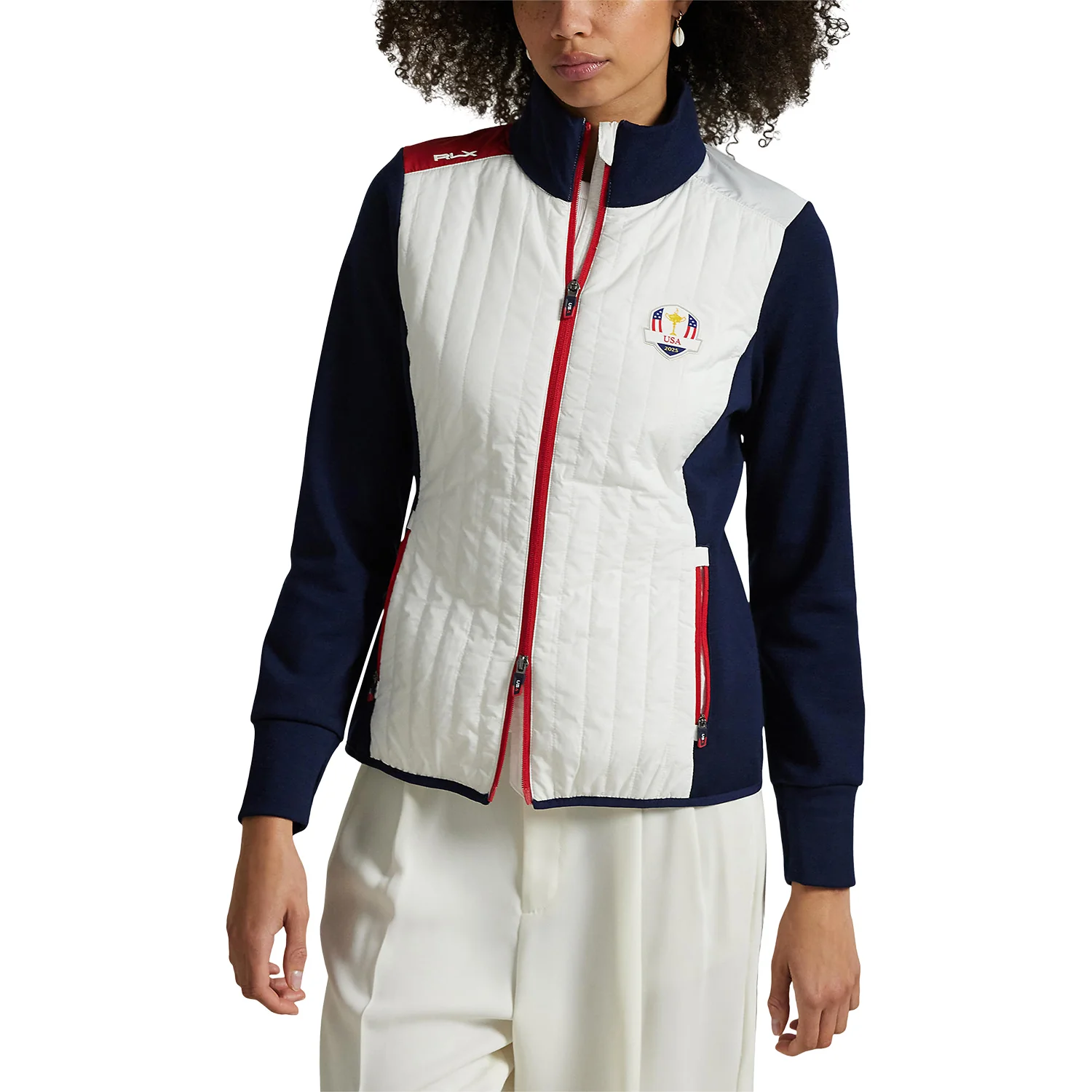 Ralph Lauren 2025 Ryder Cup Women's Hybrid Quilted Jacket in Refined Navy and Ceramic White