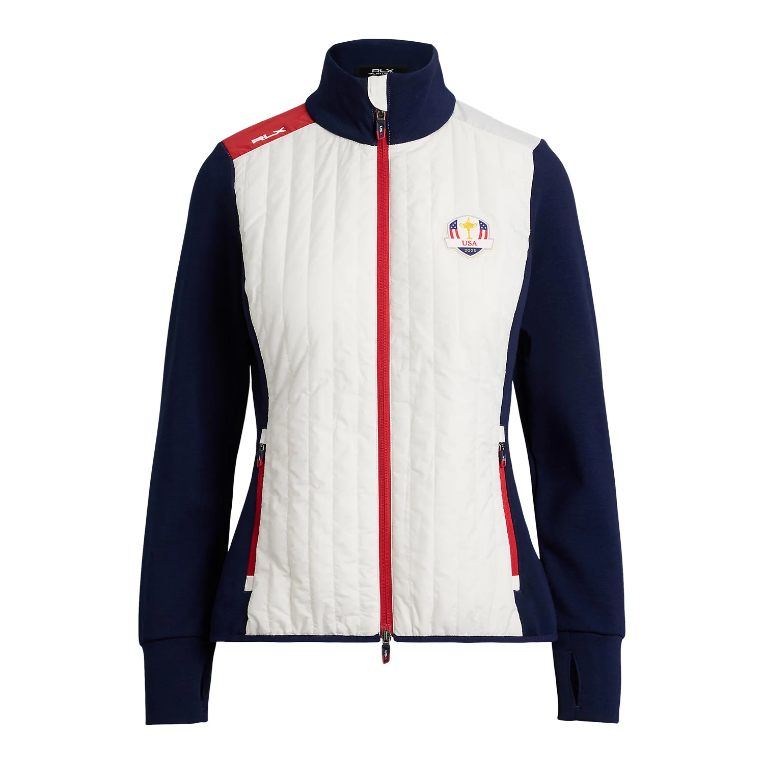 Ralph Lauren 2025 Ryder Cup Women's Hybrid Quilted Jacket in Refined Navy and Ceramic White