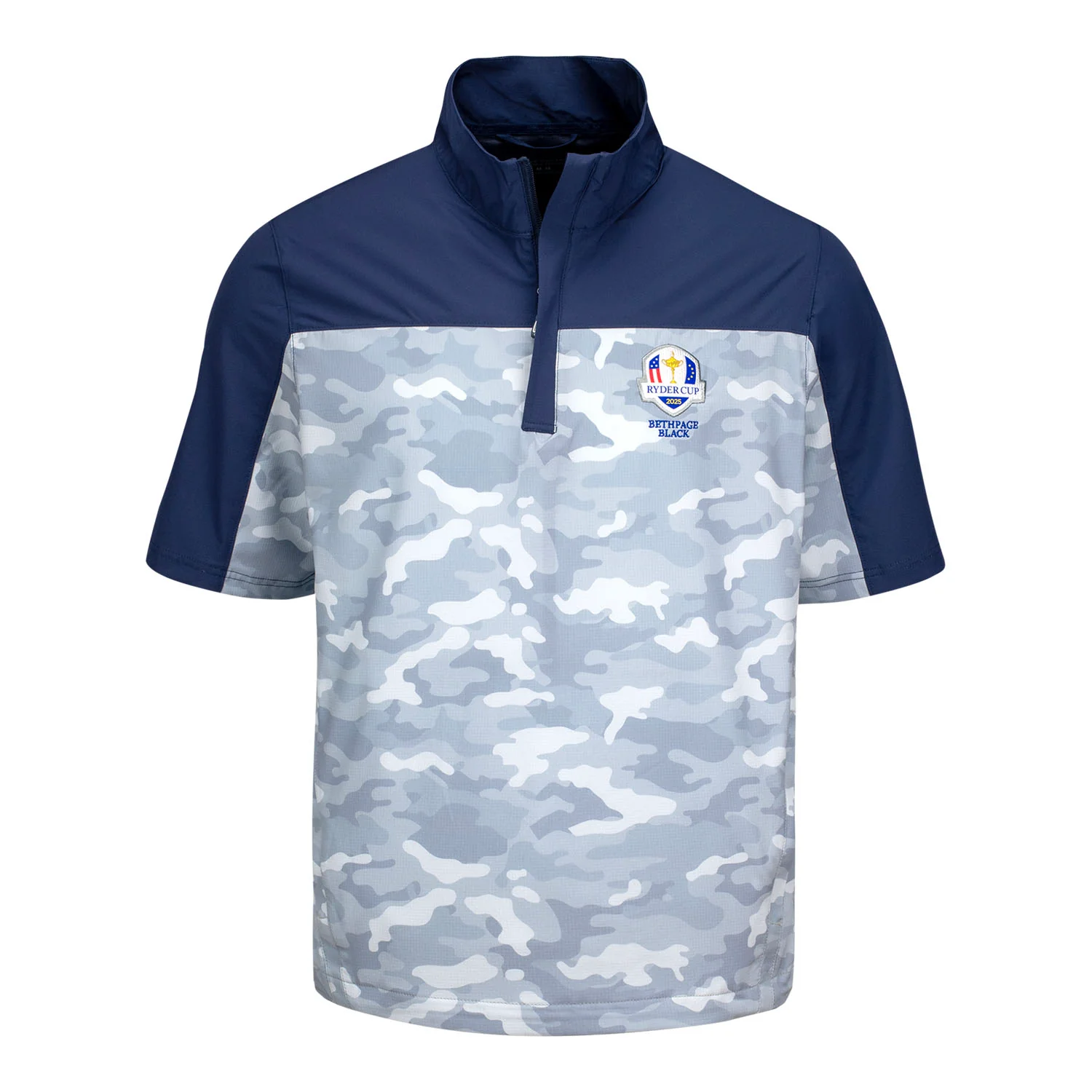Sunice 2025 Ryder Cup Glenn Short Sleeve Quarter Zip Windbreaker in Magnesium Camo
