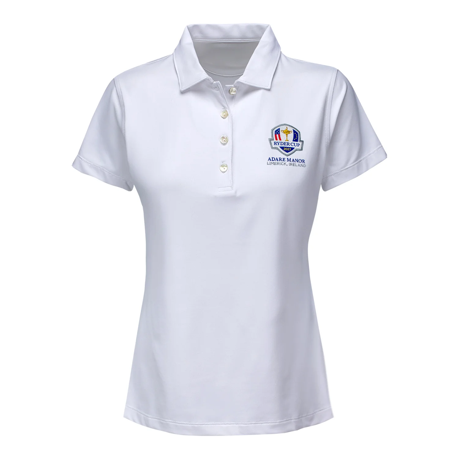 Peter Millar 2027 Ryder Cup Women's Solid Short Sleeve Polo in White