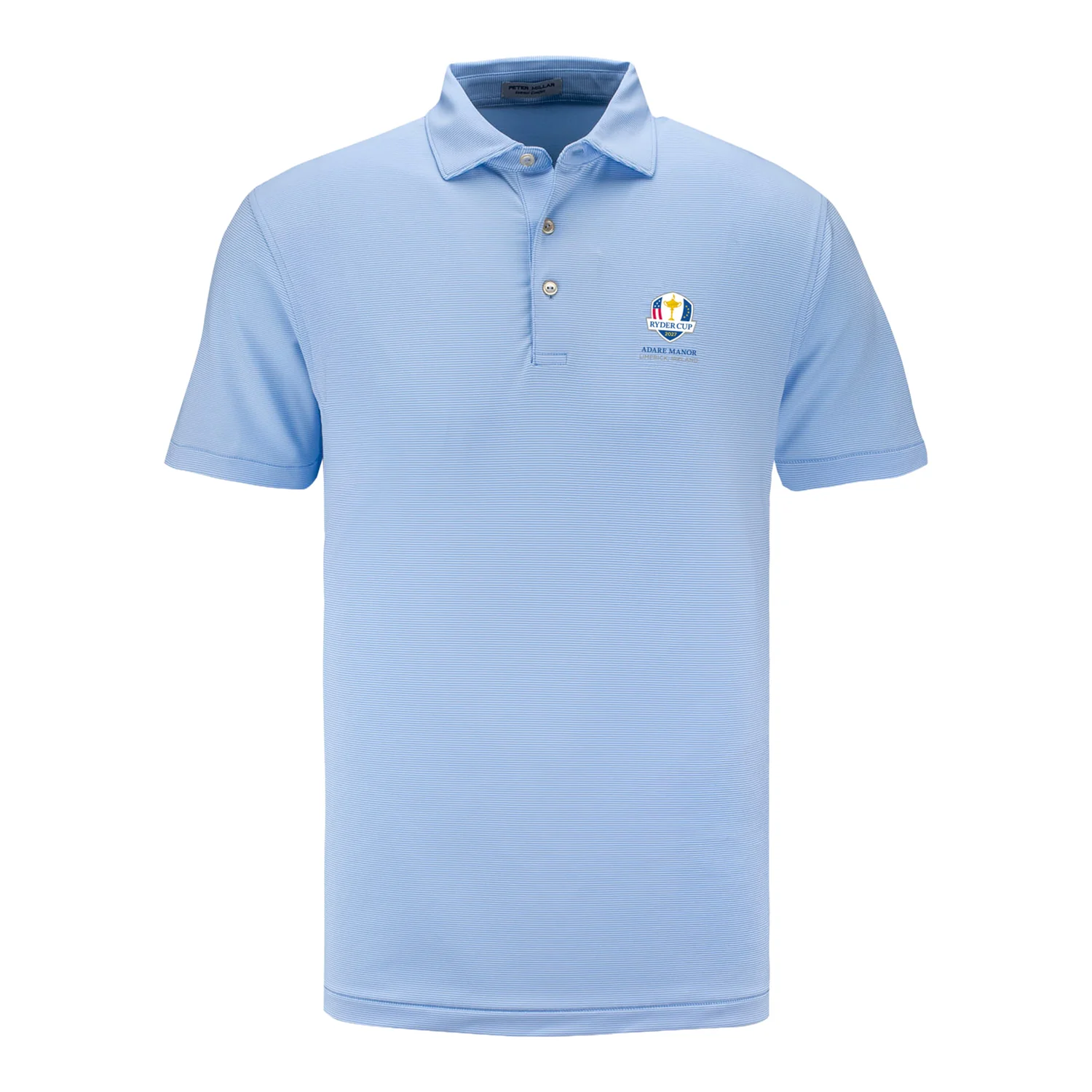 Peter Millar 2027 Ryder Cup Jubilee Stripe Polo in Cottage Blue