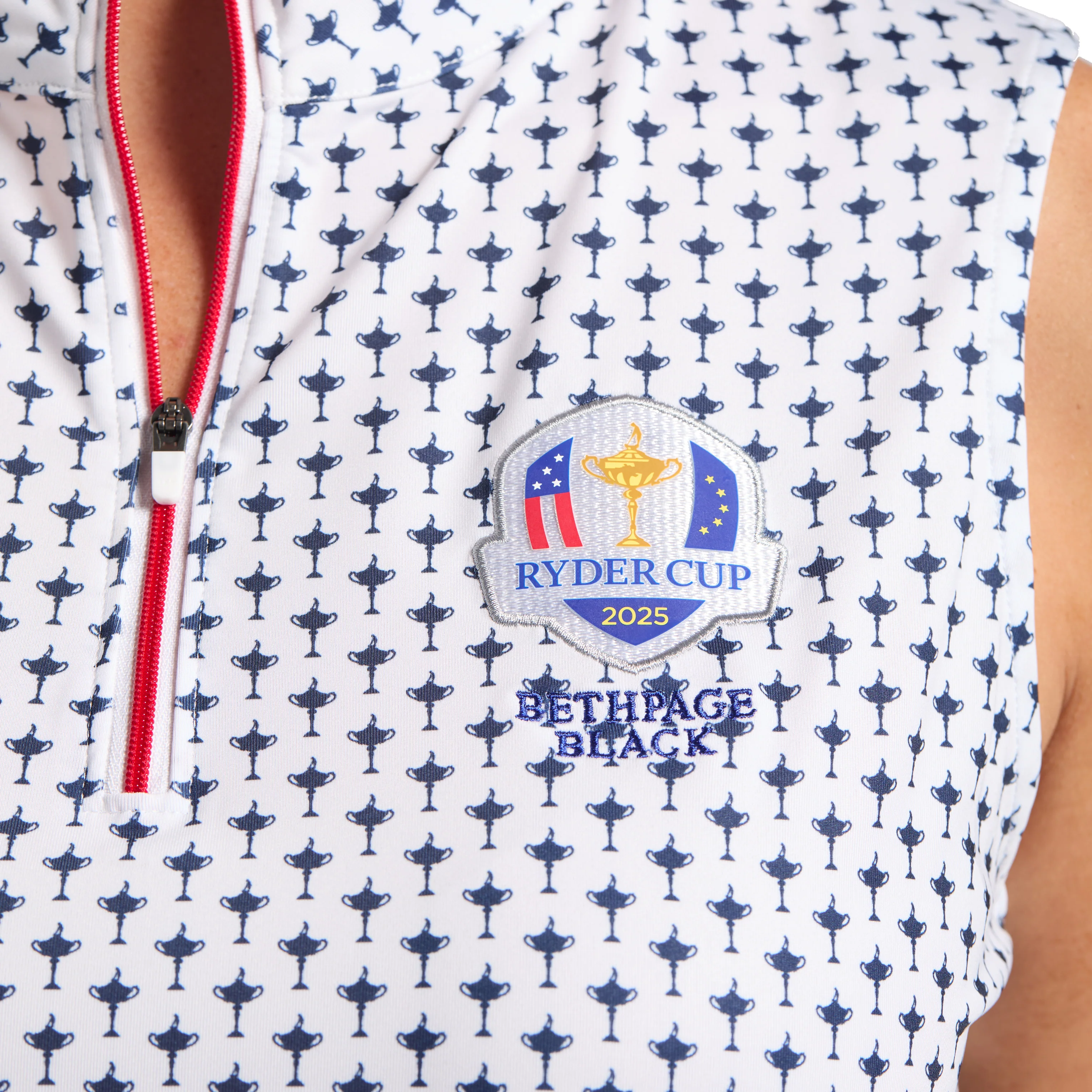 FootJoy 2025 Ryder Cup Women's Sleeveless Polo in White and Navy 3 FootJoy 2025 Ryder Cup Women's Sleeveless Polo in White and Navy