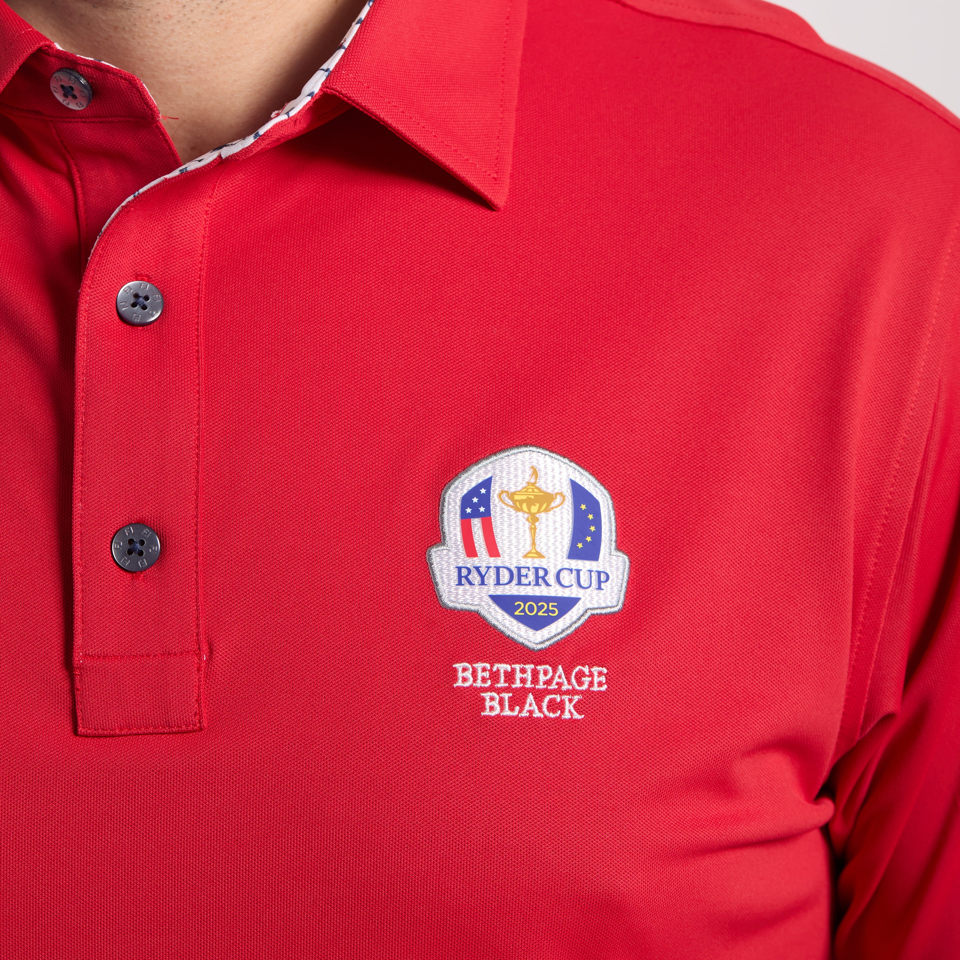 FootJoy 2025 Ryder Cup Solid Polo with Trophy Collar in Red