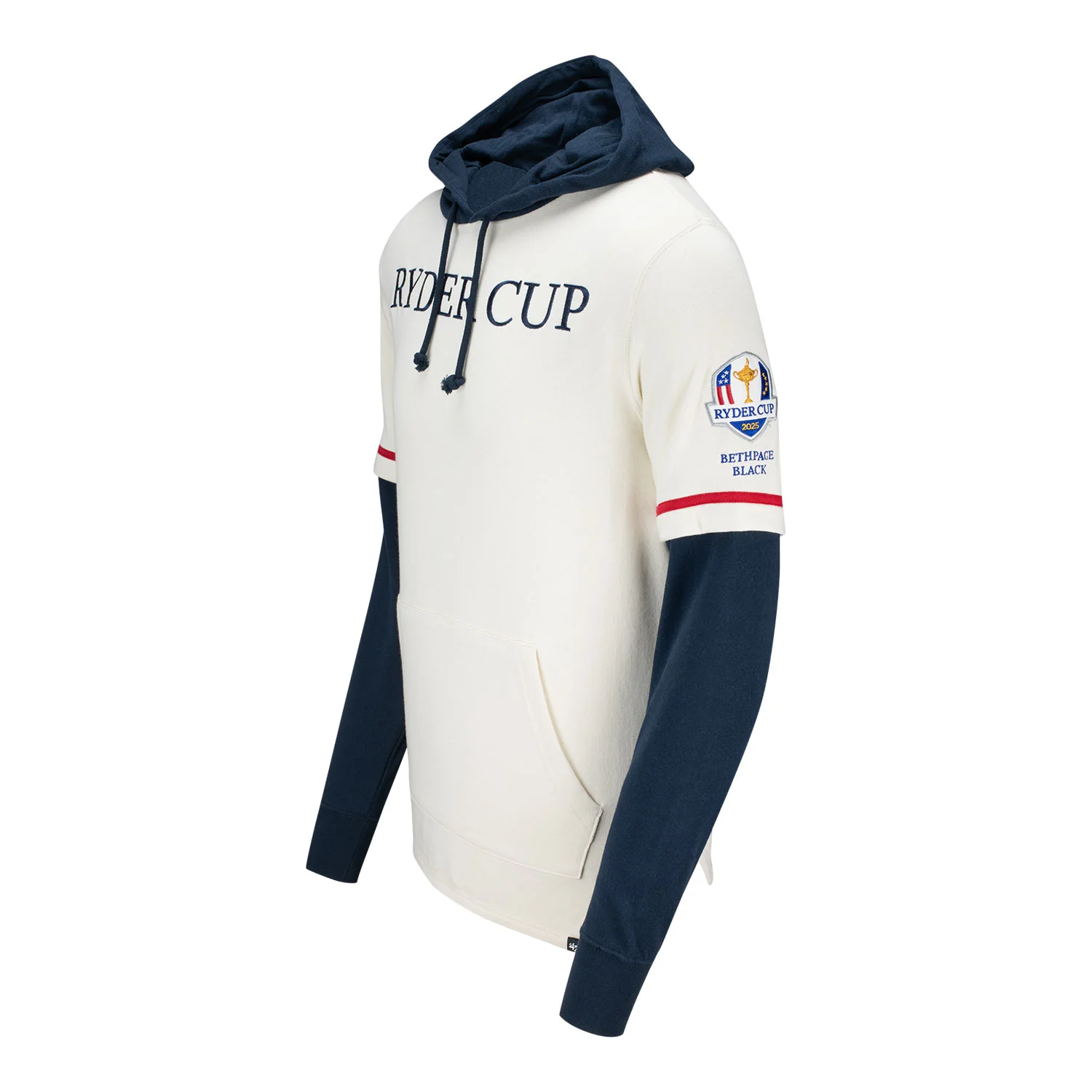 '47 Brand 2025 Ryder Cup Trifecta Shortstop Pullover Hoodie in Cream and Navy 3 '47 Brand 2025 Ryder Cup Trifecta Shortstop Pullover Hoodie in Cream and Navy