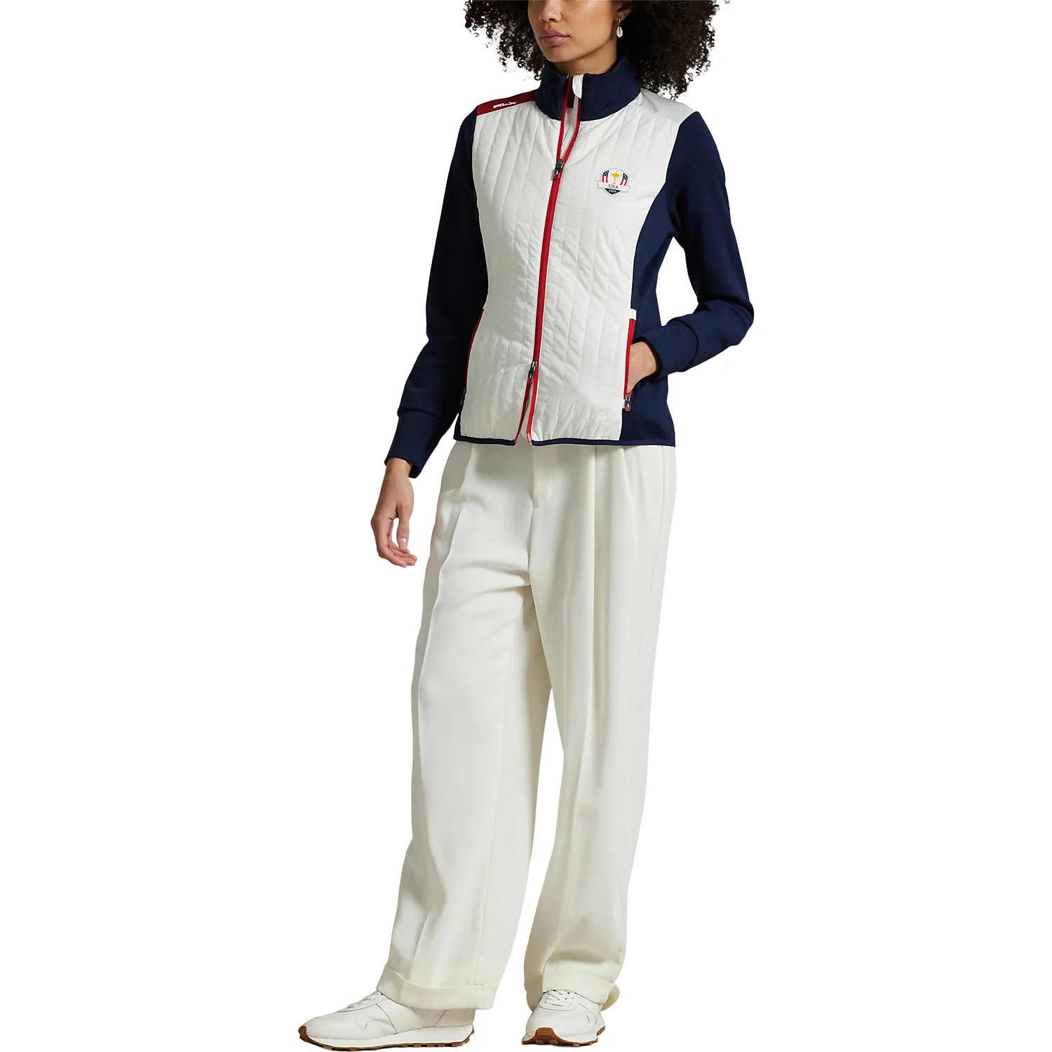 Ralph Lauren 2025 Ryder Cup Women's Hybrid Quilted Jacket in Refined Navy and Ceramic White
