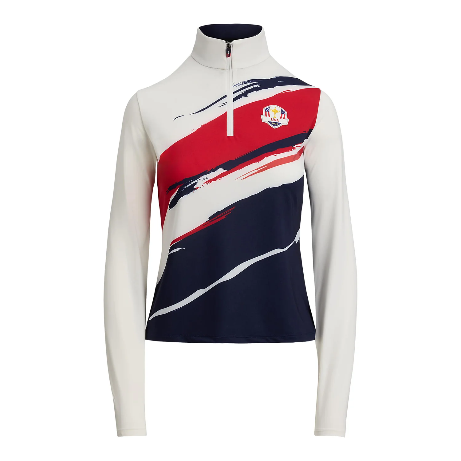 Ralph Lauren 2025 Ryder Cup Women's Jersey Quarter Zip in Tour Brush Ceramic