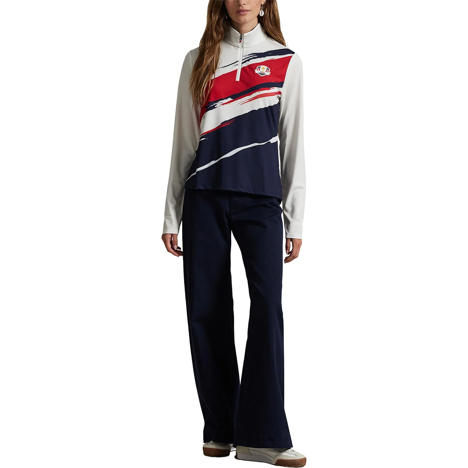 Ralph Lauren 2025 Ryder Cup Women's Jersey Quarter Zip in Tour Brush Ceramic