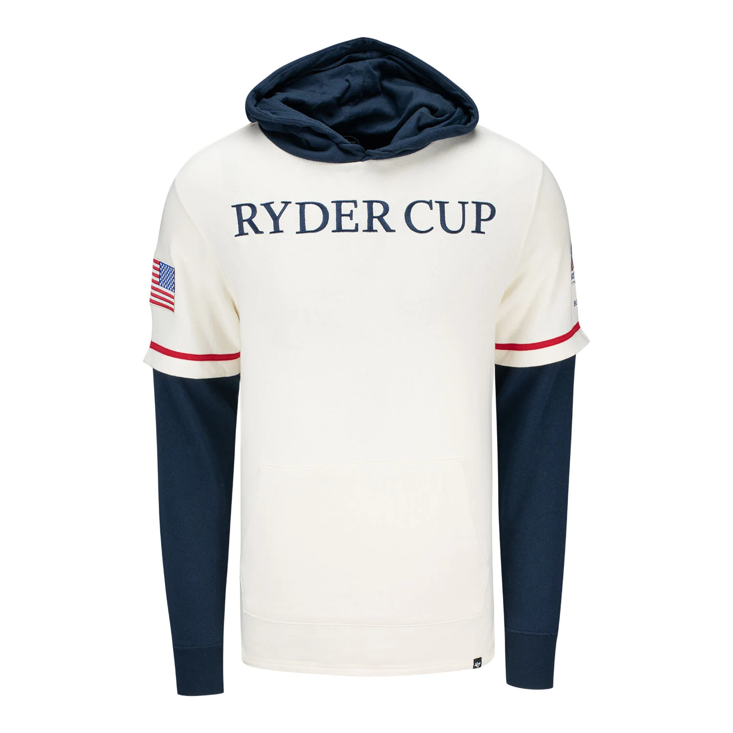 '47 Brand 2025 Ryder Cup Trifecta Shortstop Pullover Hoodie in Cream and Navy